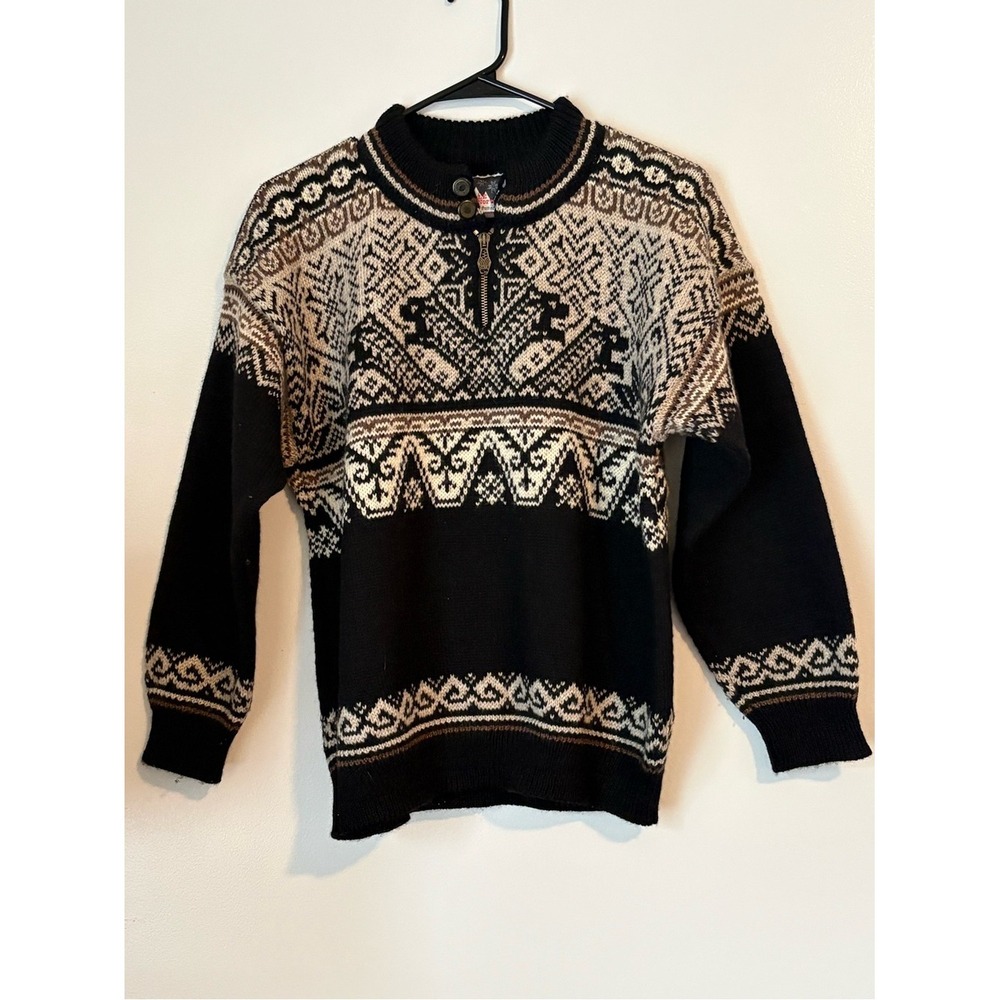 Vintage Dale of Norway Nagano 1998 Olympic Sweater Women's XS Black Cream